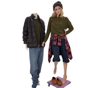 Cabincore 8 Piece Clothing Lot Puffer Coat Denim Sweaters Gorpcore Large